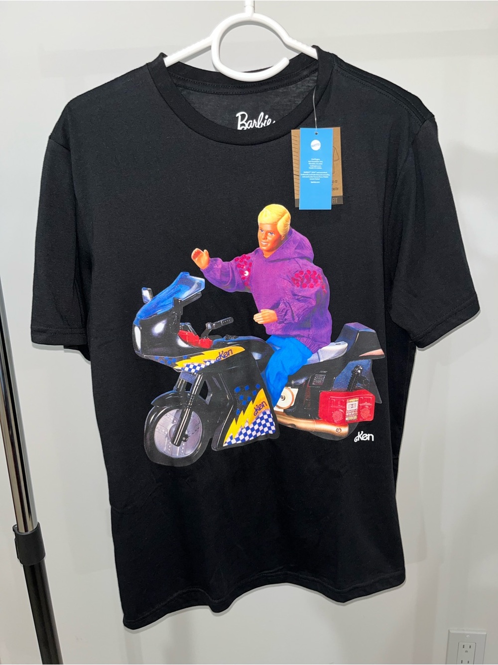 Barbie Black Tee with Purple Jacket & Blue Pants Ken Motorcycle Graphic